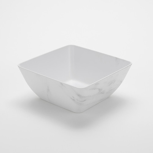 American Metalcraft MWMSQ9 127 Oz. Plastic White Marble Pattern Square Bowl