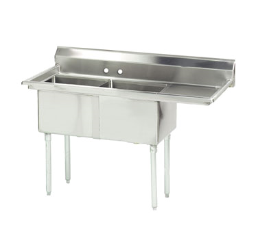 Advance Tabco FE-2-2424-24R-X 73" - 90" 18-Gauge Stainless Steel Two Compartment Right Drain Special Value Fabricated Sink