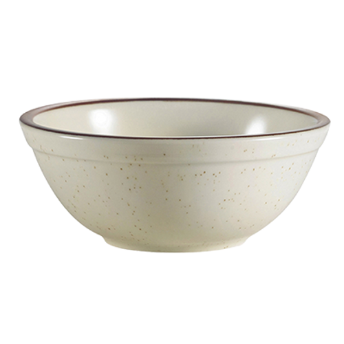 CAC China AZ-24 5.25" Dia. 10 Oz. Brown Rim and Speckled Ceramic Round Arizona Nappie (3 Dozen Per Case)