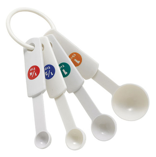 Winco MSPP-4 White Plastic 4-Piece Measuring Spoons Set (4 Pieces Per Set)