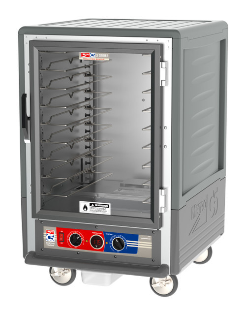 Metro C535-MFC-U-GY C5 3 Series Gray Half-Size Insulated Moisture Heated Holding & Proofing Cabinet with Clear Doors and Universal Wire Slides - 120 Volts