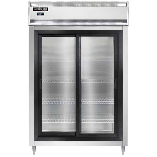 Continental Refrigerator D2RNSSSGD 52" W Two-Section Glass Door Reach-In Designer Line Refrigerator