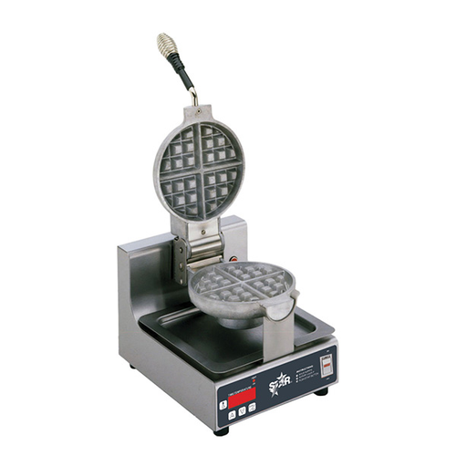 Star SWBB 10.2" W Stainless Steel Single Round Star Belgian Waffle Baker - 120 Volts