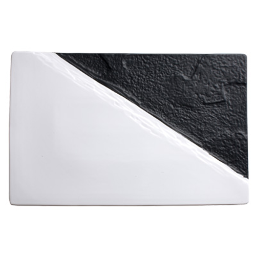 Winco WDP023-203 Porcelain Black & White Rectangular Platter (2 Each Per Pack)