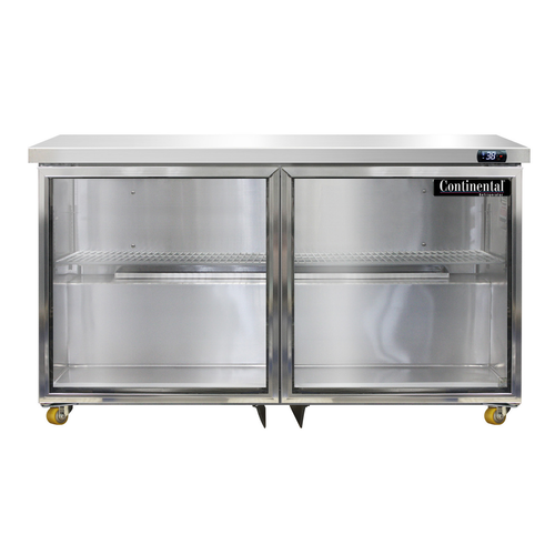Continental Refrigerator SW48NGD-U 48"W Two-Section Glass Door Undercounter Display Refrigerator