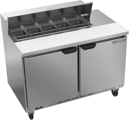 Beverage Air SPE48HC-10 48" W Two-Section Two Door Sandwich Top Refrigerated Counter