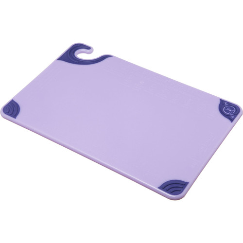 San Jamar CBG121812PR 12" x 18" x 1/2" Purple Co-Polymer Saf-T-Grip Allergen Saf-T-Zone Cutting Board