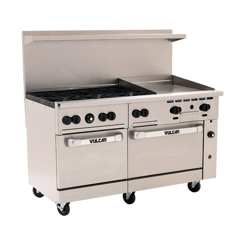 Vulcan 60SS-6B24G-NG 60" W Stainless Steel Natural Gas Endurance Restaurant Range - 278,000 BTU