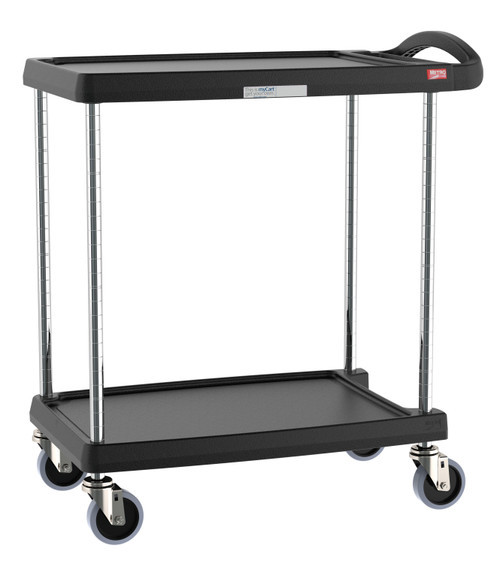 Metro MY1627-24BL 31.5" W x 18.31" D x 35.5" H Black Plastic Shelf myCart Series Utility Cart