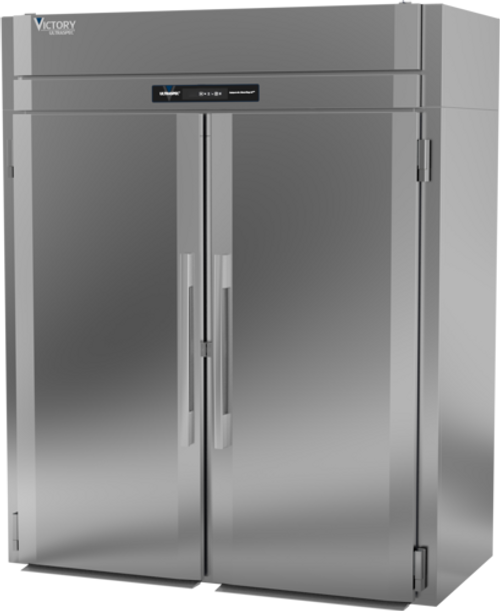 Victory FISA-2D-S1-HC 68.88" W Two-Section Stainless Steel Door Roll-In UltraSpec Series Freezer Featuring Secure-Temp Technology - 115 Volts