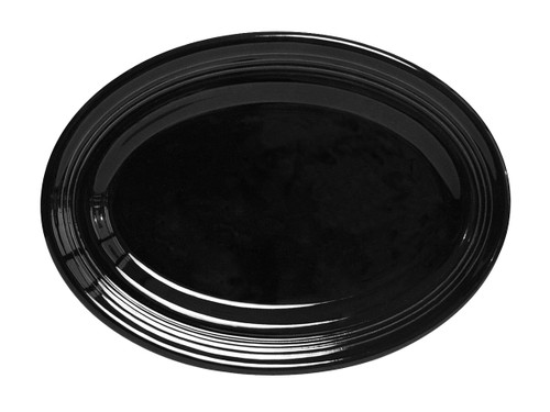Tuxton CBH-136 Ceramic Black Oval Platter (6 Each Per Case)