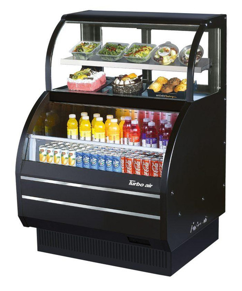 Turbo Air TOM-W-40SB-N 38.88" W Open Display Merchandiser Combination Case with Refrigerated Top Shelf Combination Case