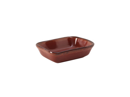 Tuxton GAR-552 8 Oz. Ceramic Red Rock Rectangular Side Dish (2 Dozen Per Case)