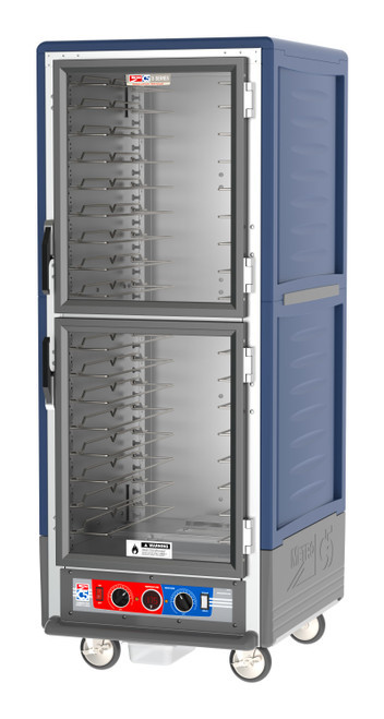 Metro C539-CLDC-U-BU C5 3 Series Blue Full-Size Insulated Low Wattage Heated Holding & Proofing Cabinet with Clear Dutch Doors and Universal Wire Slides - 120V