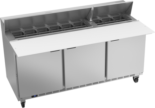 Beverage Air SPE72HC-18C 72" W Three-Section Three Door Sandwich Top Refrigerated Counter