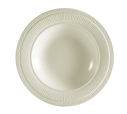 CAC China RID-3 9.5" Dia. 10.75 Oz. American White Ceramic Round Ridgemont Soup Plate (2 Dozen Per Case)