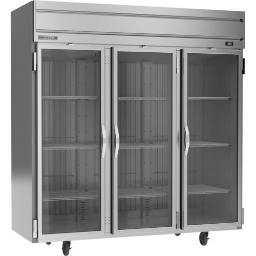 Beverage Air HF3HC-1G 78" W Three-Section Glass Door Reach-In Horizon Series Freezer - 115 Volts