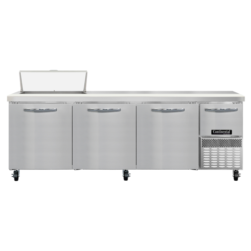 Continental Refrigerator RA93N8 93" W Four-Section One Door Refrigerated Base Sandwich Unit