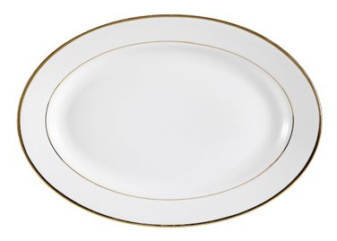 CAC China GRY-12 Super White Porcelain Oval Golden Royal Platter (2 Dozen Per Case)