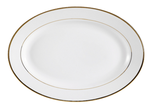CAC China GRY-12 Super White Porcelain Oval Golden Royal Platter (2 Dozen Per Case)
