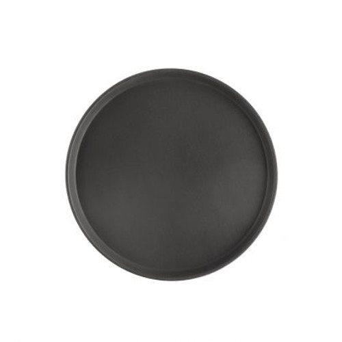 CAC China FGTR-16BK 16" W Fiberglass Black Round Tray