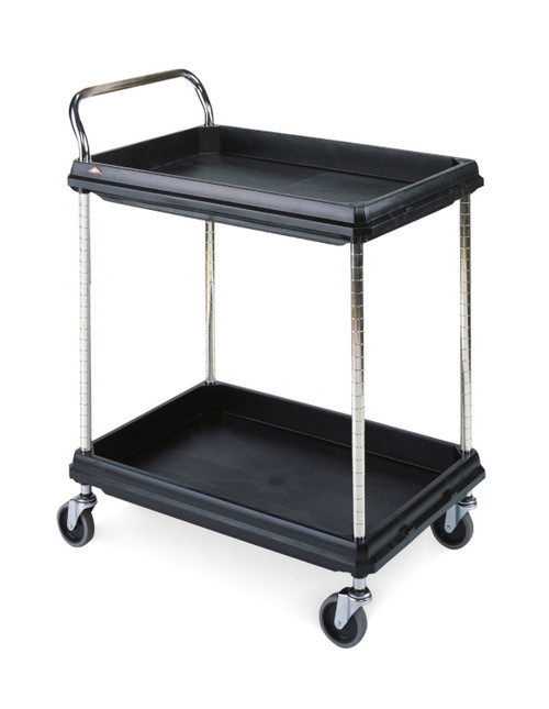 Metro BC2636-2DBL Black Deep Ledge Utility Cart Adjustable Polymer Shelves 38-3/4"W x 27"D x 41"H