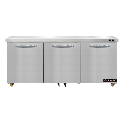 Continental Refrigerator D72N-U 72"W Three-Section Reach-In Designer Line Undercounter Refrigerator