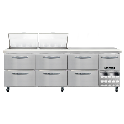 Continental Refrigerator RA93N24M-D 93" W Three-Section Six Drawer Refrigerated Base Sandwich Unit