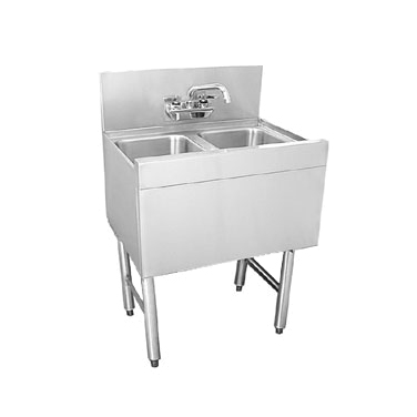 Glastender DSA-36L-S Stainless Steel Top Front Ends & Legs Right Drain Underbar Sink Unit 36" x 19"