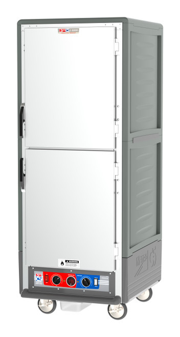 Metro C539-CDS-L-GY C5 3 Series Gray Full-Size Insulated Heated Holding & Proofing Cabinet with Solid Dutch Doors and Lip Load Slides - 120V
