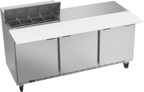 Beverage Air SPE72HC-08C 72" W Three-Section Three Door Sandwich Top Refrigerated Counter