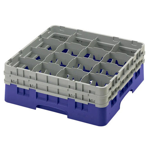 Cambro 16S534186 Camrack Glass Rack With (2) Soft Gray Extenders - 4 Cases