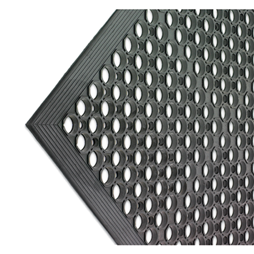 San Jamar KM1100B 3'L x 5'W x 1/2"D Rubber Black Kitchen Mat