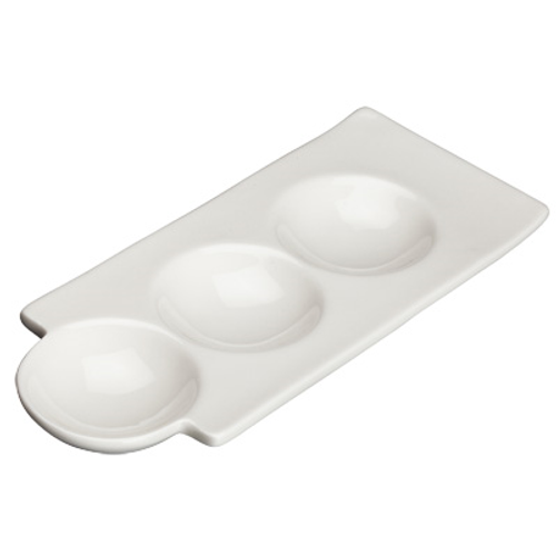 Winco WDP017-107 2-3/4" 3 Oz. Porcelain Bright White Trio Dish (36 Each Per Case)