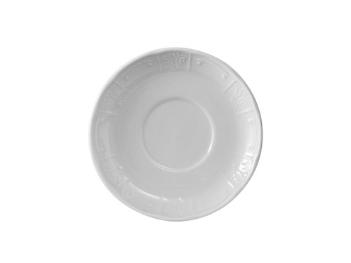Tuxton CHE-062 6-3/8" Porcelain Porcelain White Round Soup Mug Saucer (3 Dozen Per Case)