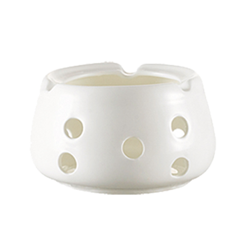 CAC China FIR-1 4.5" Dia. x 2.75" H Super White Porcelain Round Accessories Fire Warmer (1 Dozen)