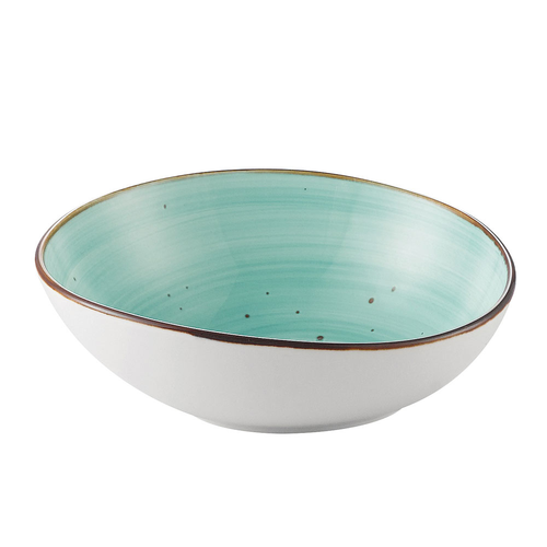 CAC China TUS-B7-TQS 20 Oz. Turquoise Porcelain Round Tucson Soup or Salad Bowl (2 Dozen Per Case)