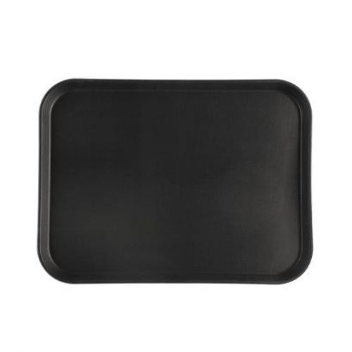 CAC China FGTD-1520BK 20" L x 15" W Fiberglass Black Rectangle Tray