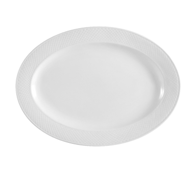 CAC China BST-34 Super White Porcelain Oval Boston Platter (2 Dozen Per Case)