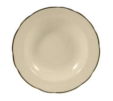 CAC China SC-3B 9" Dia. 10 Oz. Black Band and American White Ceramic Round Seville Soup Plate (2 Dozen Per Case)