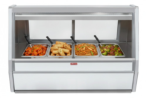 Howard McCray CHS40E-6 Hot Food Case 76-1/2"W 4 Individual Thermostatically Controlled Wells With White Exterior & Stainless Steel Interior