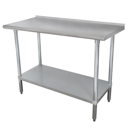 Advance Tabco FMSLAG-243-X 36" W x 24" D 16 Gauge 304 Stainless Steel Top Galvanized Adjustable Undershelf Work Table