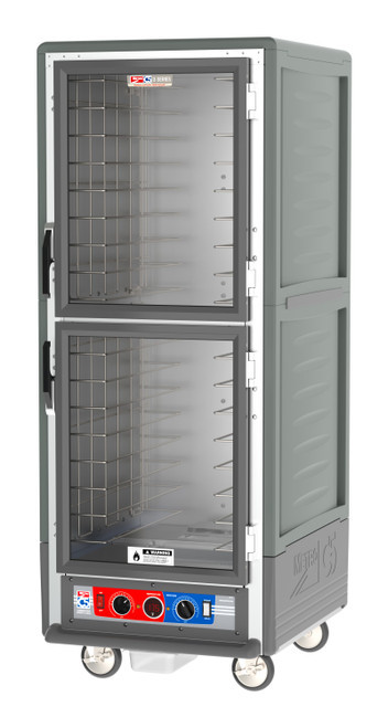 Metro C539-CDC-4-GY C5 3 Series Gray Full-Size Insulated Heated Holding & Proofing Cabinet with Clear Dutch Doors and Fixed Wire Slides - 120V