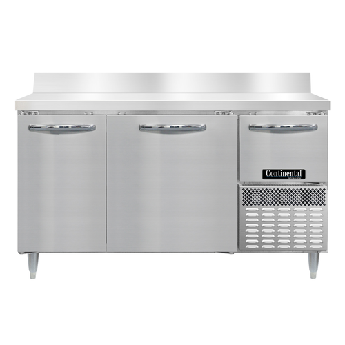 Continental Refrigerator DRA60NSSBS 60" W Three-Section One Door Designer Line Refrigerated Base Worktop Unit