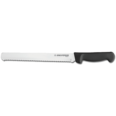 Dexter 31605B 12" Black Scalloped Edge Basics Slicer with Polypropylene Handle