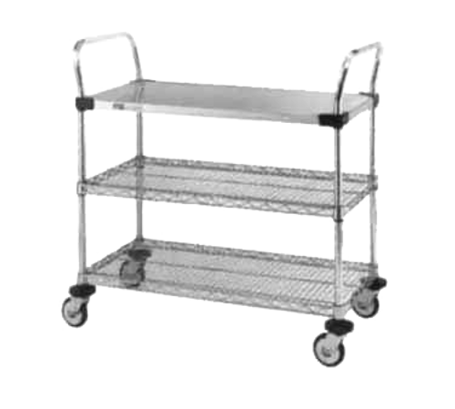 Metro MW404 36" W x 21" D Chrome Plated Steel Frame with Handles MW Standard Duty Utility Cart