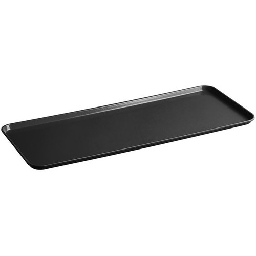 Cambro 1230MT110 12-7/16" x 30" x 3/4" Black Rectangular Fiberglass Market Display Tray - 12/Case