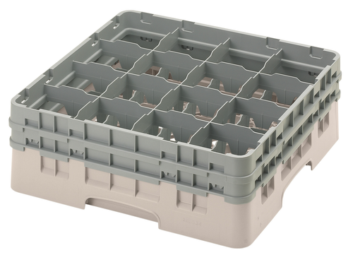 Cambro 16S534184 Camrack Glass Rack With (2) Soft Gray Extenders - 4 Cases