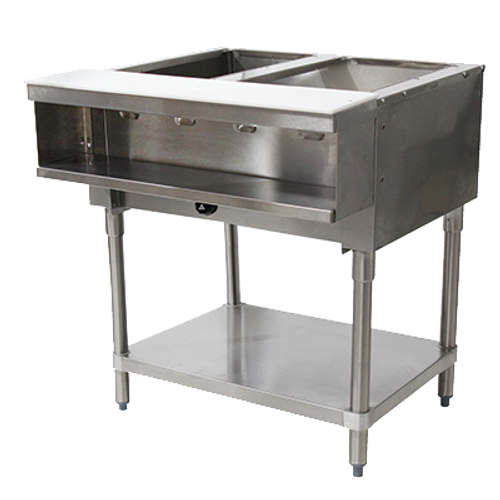 Advance Tabco WB-2G-NAT-X 2 Pan Natural Gas Water Bath Hot Food Table Open Base - 15,000 BTU