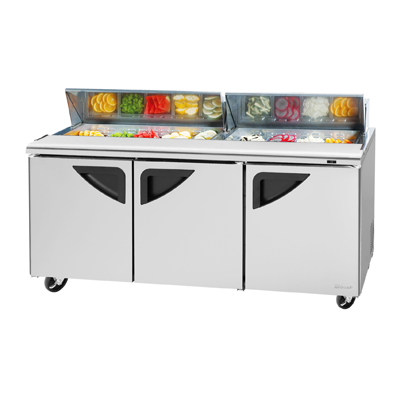 Turbo Air TST-72SD-N 72.63" W Three-Section Three Door Super Deluxe Sandwich/Salad Unit